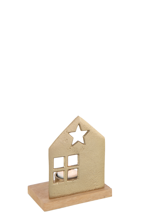 Suport lumanare tip pastila din aluminiu, auriu | L 13X l 8X H 15.5 cm [3]