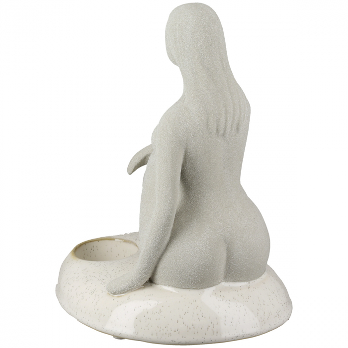 Suport lumânare tip pastilă, motiv femeie, ceramică, gri deschis, PU 2, L. 14 cm, l. 18 cm, H 20 cm [2]