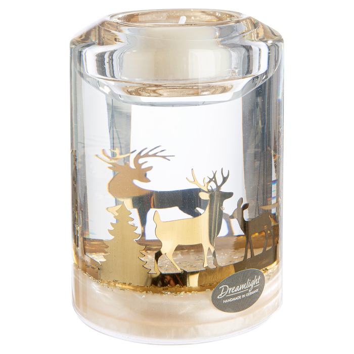 Suport lumanare tip tealight, Candela Classic, "Forest", Sticla, negru, auriu, PU 4, L. 7 cm, L. 7 cm, H 10,5 cm [4]