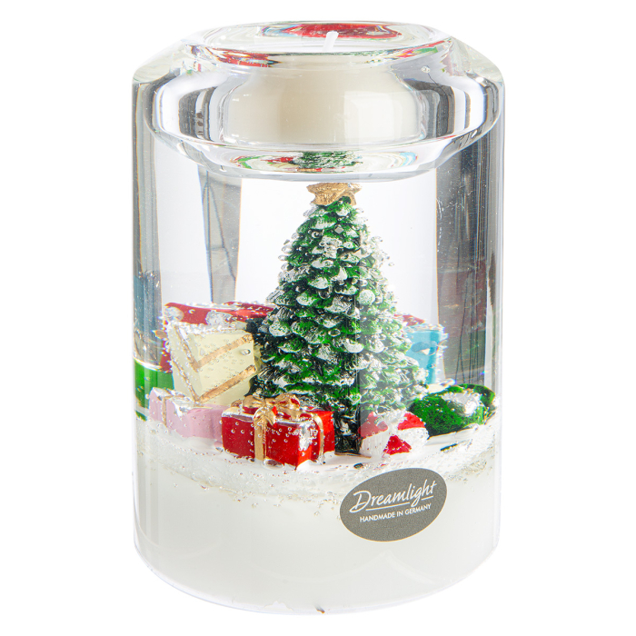 Suport lumanare tip tealight, Candela Classic, "Wonderland Christmas Tree", Motiv brad, Sticla, verde, alb, PU 4, L. 7 cm, L. 7 cm, H 10,5 cm [5]