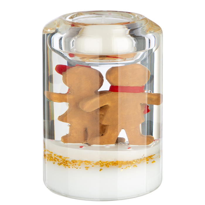 Suport lumanare tip tealight, Candela Classic, „Wonderland Gingerbread”, Turta dulce, Sticla, maro, alb, PU 4, L. 7 cm, L. 7 cm, H 10,5 cm [3]