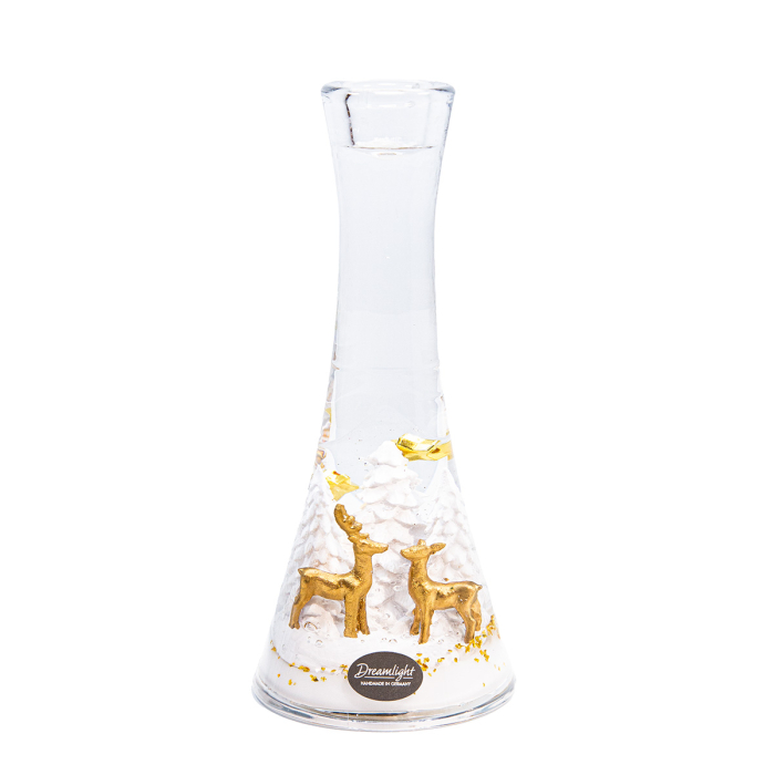 Suport lumanare tip tealight, Merlin Medium, „Wonderland Reindeer”, Motiv ren, Sticla, alb, auriu, PU 4, L. 8 cm, L. 8 cm, H 18,5 cm [2]
