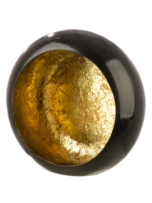Suport lumanare tip tealight, rotund, „Mystique”, Metal, negru, auriu, PU 4, L. 7 cm, l. 19 cm, H 16 cm [2]