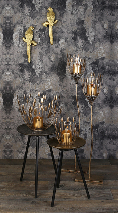 Suport lumanare Trevi, metal/sticla, auriu, 18x17 cm [3]