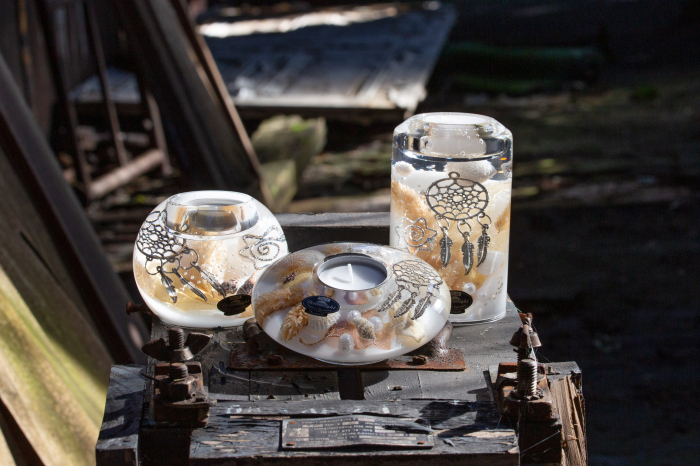 Suport lumanare Ufo Boho, Sticla, Multicolor, 5x12 cm [3]