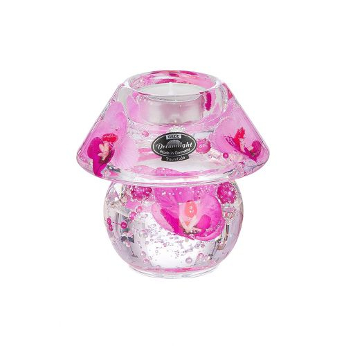 Suport lumanare Ufo Orchid, Sticla, Transparent/Roz, 10x9.5x9.5 cm [2]