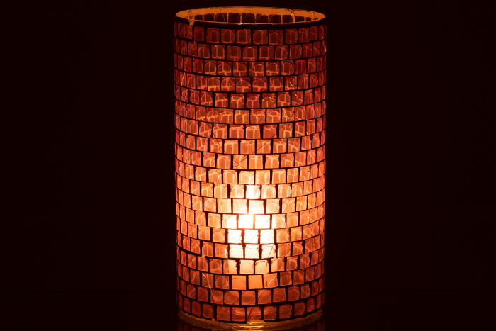 Suport lumanare/Vaza Mosaic, Sticla, Mov, 15x15x29 cm [4]