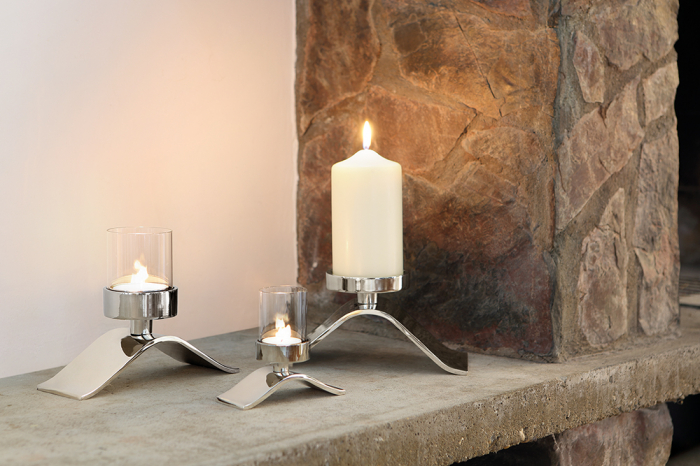 Suport lumanare WAVE, metal placat cu nichel,  23 x 11 x 10 cm  [2]