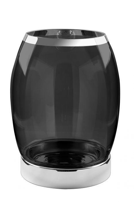 Suport lumanare York, Sticla/Fier/Nichelat/platinum decor, Argintiu/Negru, 29x22 cm [2]