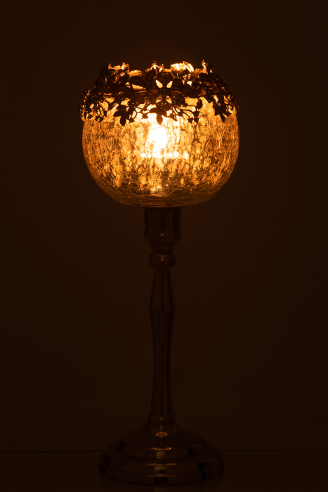 Suport lumanari, Aluminiu, Argintiu, 12x12x33 cm [3]