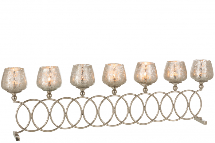 Suport lumanari, Aluminiu, Argintiu, 75x9x23 cm [2]