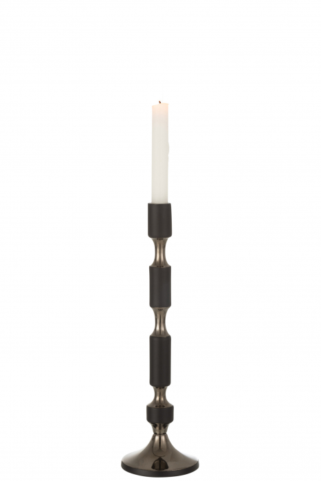 Suport lumanari, Aluminiu, Negru, 10x10x34.5 cm [2]