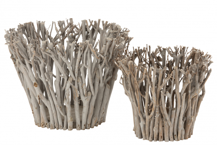 Suport lumanari, Lemn, Gri, 38x38x30 cm [2]