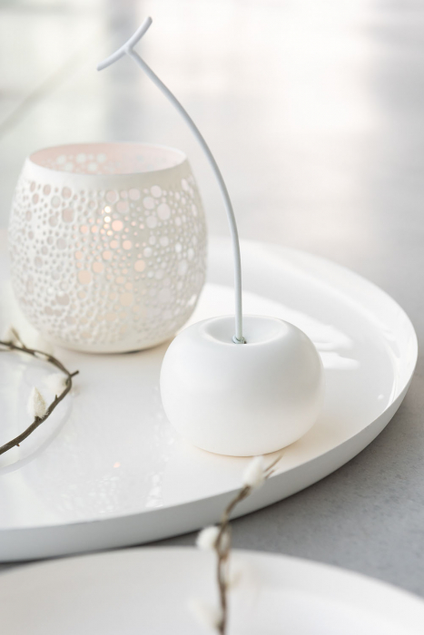 Suport lumanari, Metal, Alb , 11x11x12 cm [5]