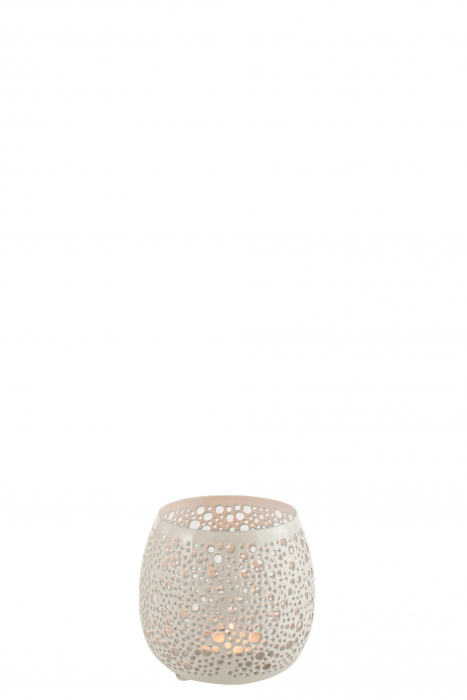 Suport lumanari, Metal, Alb , 11x11x12 cm [2]