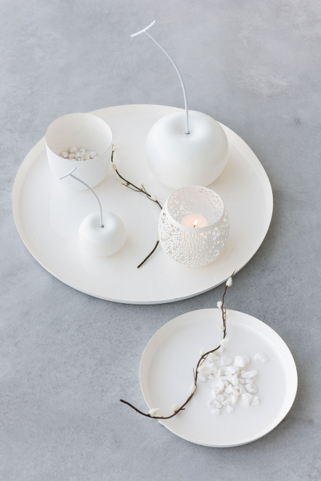 Suport lumanari, Metal, Alb , 11x11x12 cm [6]