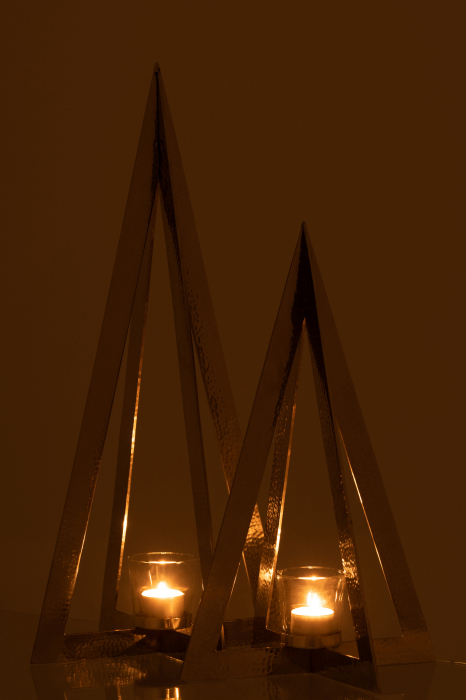 Suport lumanari, Metal, Argintiu, 19x19x58 cm [6]