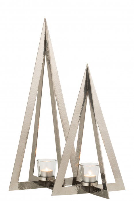 Suport lumanari, Metal, Argintiu, 19x19x58 cm [5]