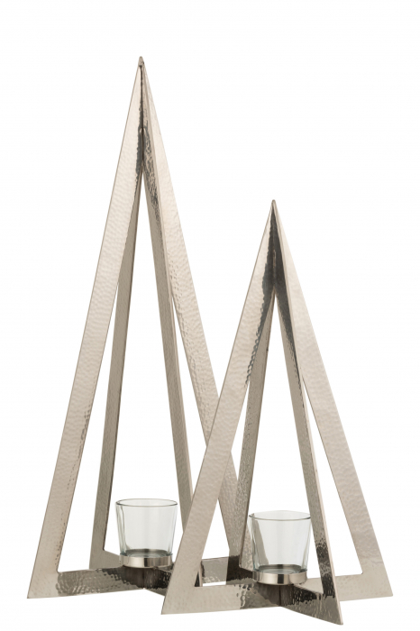 Suport lumanari, Metal, Argintiu, 19x19x58 cm [4]