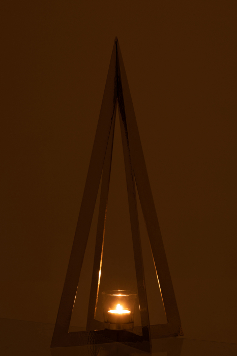 Suport lumanari, Metal, Argintiu, 19x19x58 cm [3]