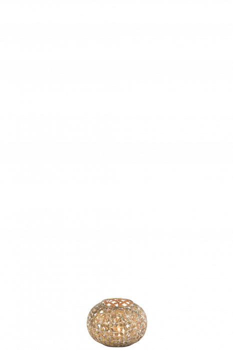 Suport lumanari, Metal, Auriu, 14x14x10 cm [2]