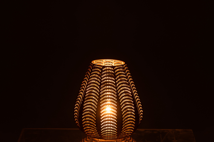 Suport lumanari, Metal, Auriu, 21x21x25 cm [3]