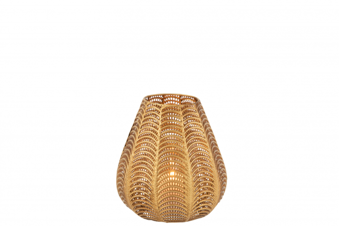 Suport lumanari, Metal, Auriu, 21x21x25 cm [2]