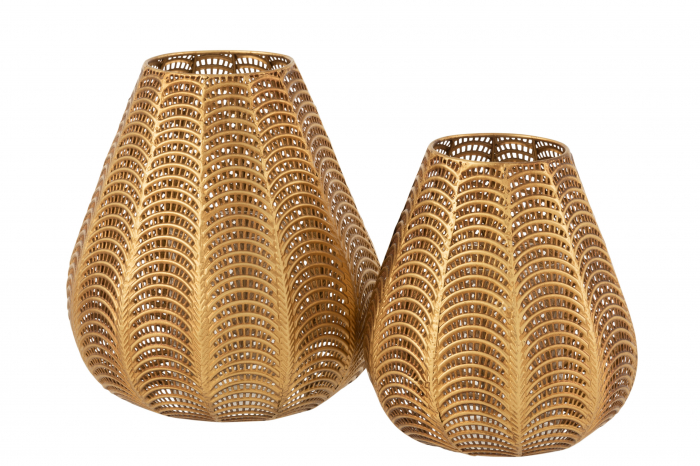 Suport lumanari, Metal, Auriu, 24x24x31 cm [4]