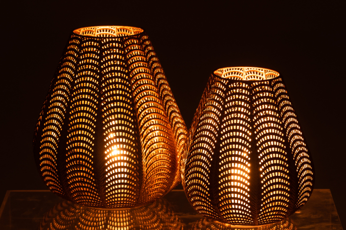 Suport lumanari, Metal, Auriu, 24x24x31 cm [6]