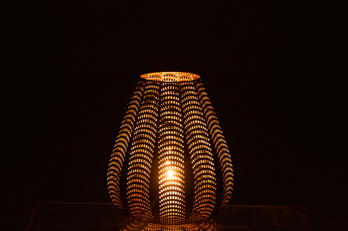 Suport lumanari, Metal, Auriu, 24x24x31 cm [3]