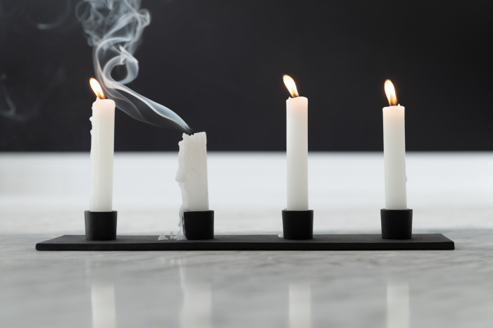 Suport lumanari, Metal, Negru, 40.5x9x3 cm [3]