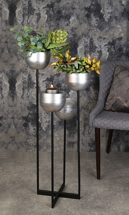 Suport flori Quattro, metalic, argintiu/negru, 97x36x36 cm [3]