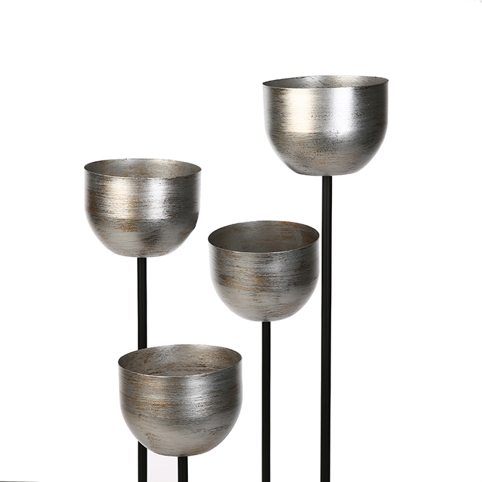 Suport flori Quattro, metalic, argintiu/negru, 97x36x36 cm [4]