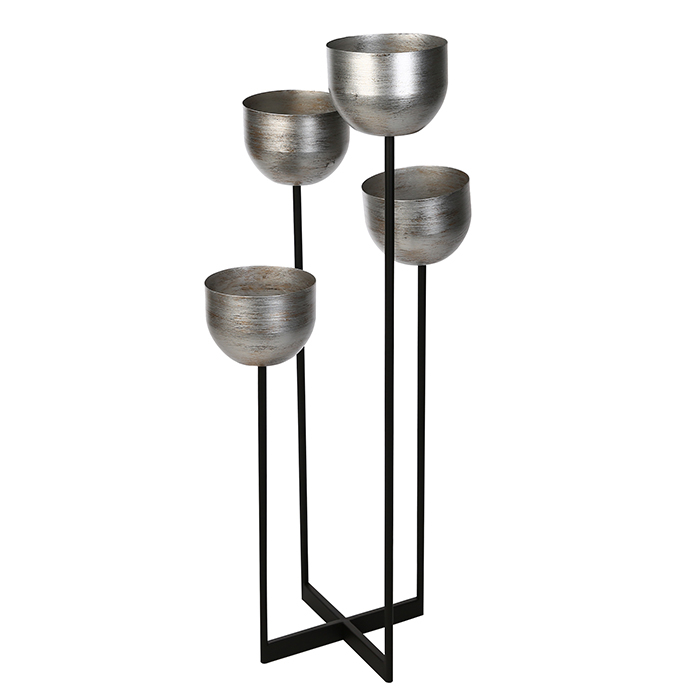 Suport flori Quattro, metalic, argintiu/negru, 97x36x36 cm [2]