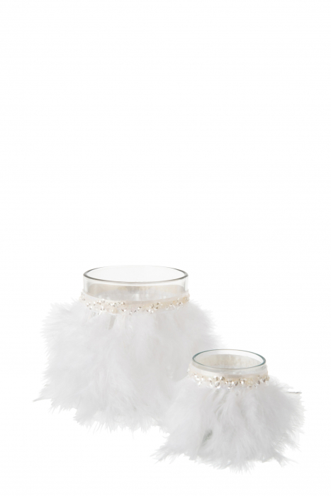 Suport lumanari, Sticla, Alb , 10.5x10.5x12.5 cm [4]