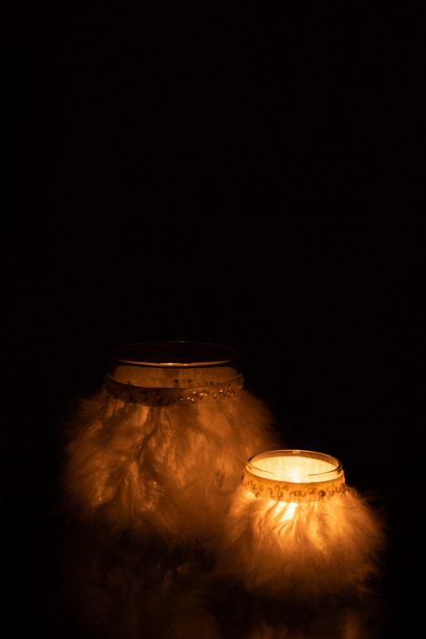 Suport lumanari, Sticla, Alb , 10.5x10.5x12.5 cm [6]