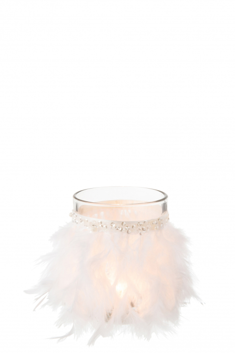 Suport lumanari, Sticla, Alb , 10.5x10.5x12.5 cm [2]