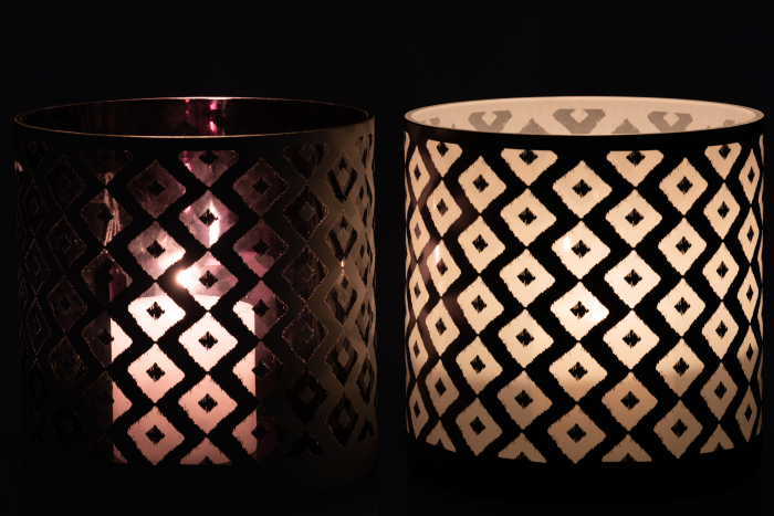 Set 2 suporturi pentru lumanari, Sticla, Alb, 24.5x24.5x24.5 cm [3]