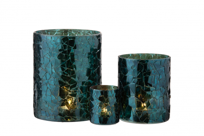 Suport lumanari, Sticla, Albastru, 16x16x20 cm [5]