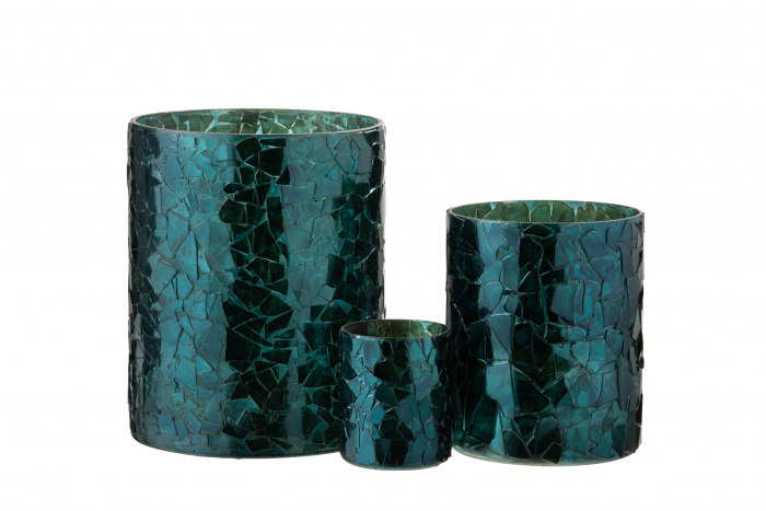 Suport lumanari, Sticla, Albastru, 16x16x20 cm [4]