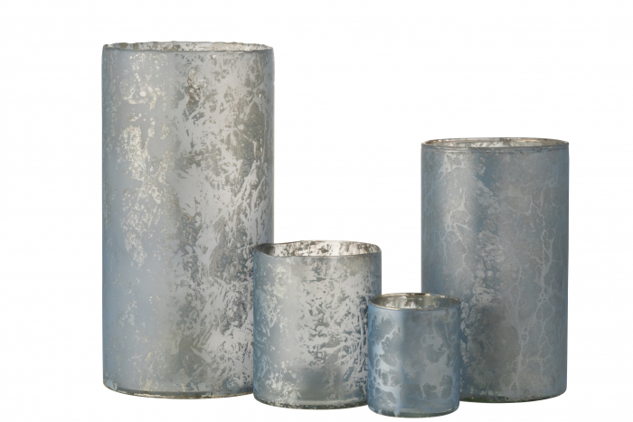 Suport lumanari, Sticla, Albastru, 17.5x17.5x35 cm [4]