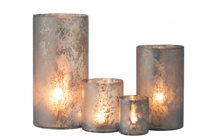 Suport lumanari, Sticla, Albastru, 17.5x17.5x35 cm [5]