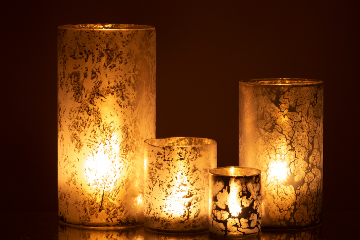 Suport lumanari, Sticla, Albastru, 17.5x17.5x35 cm [6]