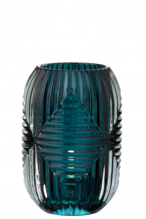 Suport lumanari, Sticla, Albastru, 9x9x13 cm [2]