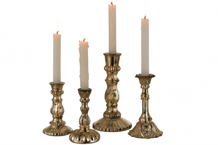 Suport lumanari, Sticla, Argintiu, 12x12x23 cm [4]