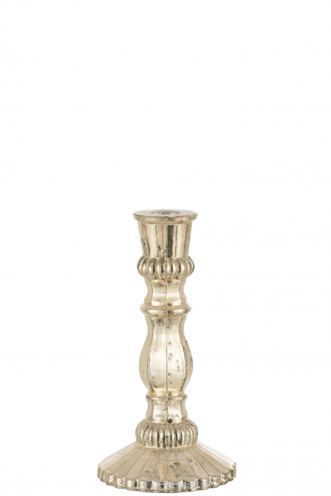 Suport lumanari, Sticla, Argintiu, 12x12x23 cm [2]
