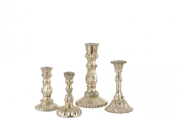 Suport lumanari, Sticla, Argintiu, 12x12x23 cm [3]