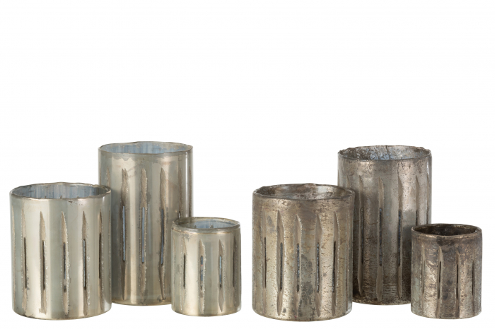 Suport lumanari, Sticla, Argintiu, 13x13x20 cm [4]