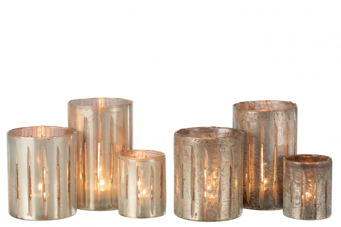 Suport lumanari, Sticla, Argintiu, 13x13x20 cm [5]