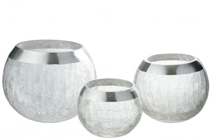 Suport lumanari, Sticla, Argintiu, 15.5x15.5x12.5 cm [2]